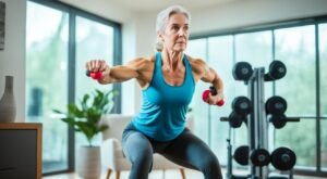 Person performing fitness exercises at home